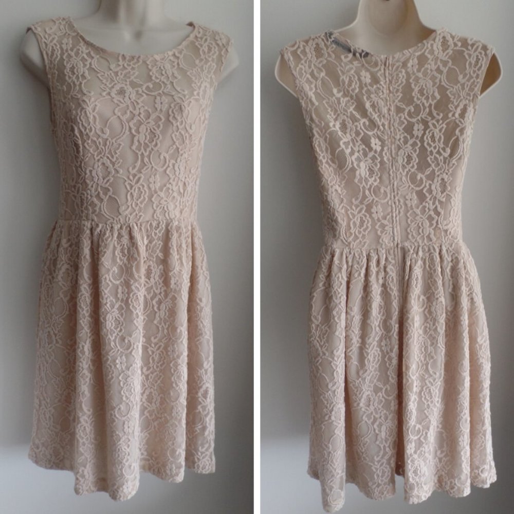 ZARA WOMAN Nude Lace Sleeveless Dress, sz S